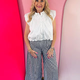 Black Gingham Wide Leg Pants