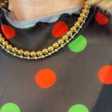Keigan Christmas Polka Dots Mesh Top