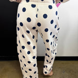 Cream & Navy Polka Dot Barrel Pants