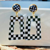 Checkered & Polka Dot Earrings - Black/White