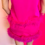 Hot Pink Feather Mini Skirt