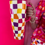 Groovy Checkered Sleek Tumbler