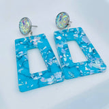 Turquoise Silver Flake Acrylic Earrings