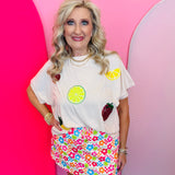 Tropical Fruit Sequin Patch Top
