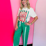 Green Stripe Cropped Pants