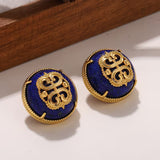 Navy Gold Filigree Stud Earrings