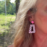 Pink Stripe & Polka Dot Drop Earrings