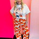 Orange Block Wide Leg Pants