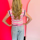 Pink Striped Accent Top