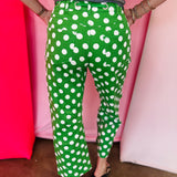 Green Polka Dot Barrel Pants