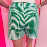 Green Striped Shorts