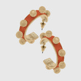 Jenna Chunky Studded Hoop Earrings - Orange