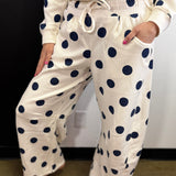 Cream & Navy Polka Dot Barrel Pants