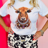 Jewel Collared Longhorn Tee
