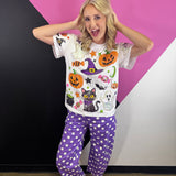 Purple & White Polka Dot Barrel Pants