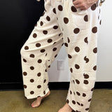 Cream & Brown Polka Dot Barrel Pants