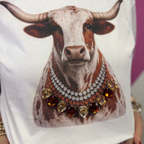 Jewel Collared Longhorn Tee