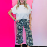 Mica Camo Wide Leg Cropped Jeans
