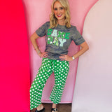 Green Polka Dot Barrel Pants
