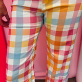 Colorful Gingham Wide Leg Jeans