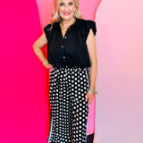 Black & White Contrast Polka Dot Wide Leg Pants