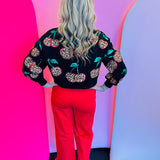 Queen Of Sparkles Black Leopard Cherry Sweatshirt