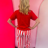 Jewel Collared Red Football Tee