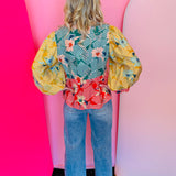 Striped Colorblock Tie Front Top