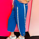 Blue Stripe Cropped Pants