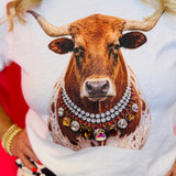 Jewel Collared Longhorn Tee
