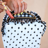 Gingham Polka Dot Quilted Ruffle Bag