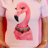 Jewel Collared Flamingo Tee (Pink)