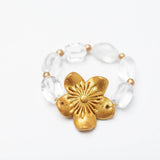 Clear Quartz with Gardenia Blossom Bracelet