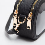Black Double Zipper Oval Clear Bag