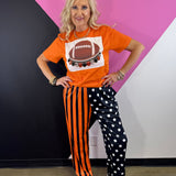 Jewel Collared Orange & Black Football Tee