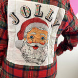 Jolly Santa Rhinestone Flannel Top