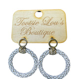 White Dangle Hoop Earrings