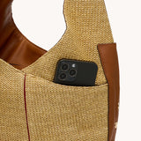 Hammitt Tom Zip Large Cocoa Raffia Handbag