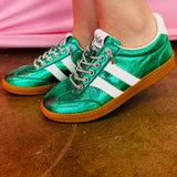 Corky's Heads Up Green Metallic Sneakers