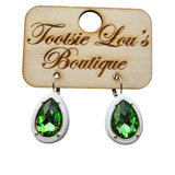 Green Teardrop Rhinestone Earring