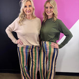 Multicolor Stripe Wide Leg Pants