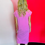 Candy Pink Short Sleeve Midi Dress
