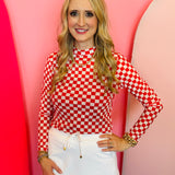 Red & White Checkered Mesh Top