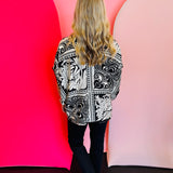 Black Marbled Bandanna Dolman Top