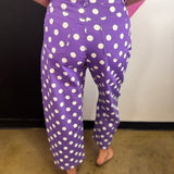 Purple & White Polka Dot Barrel Pants
