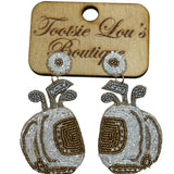 White Beaded Golf Bag Earrings