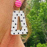 Pink Stripe & Polka Dot Drop Earrings