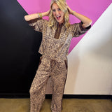 Leopard Contrast Stripe Pants