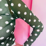 Green & White Polka Dot Mesh Top