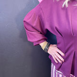 Burgundy Pleated Peplum Top